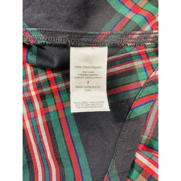 Free Assembly Plaid Skirt Womens Size 2 Side Zip A Line Belted Blue Green Red - Picture 10 of 11